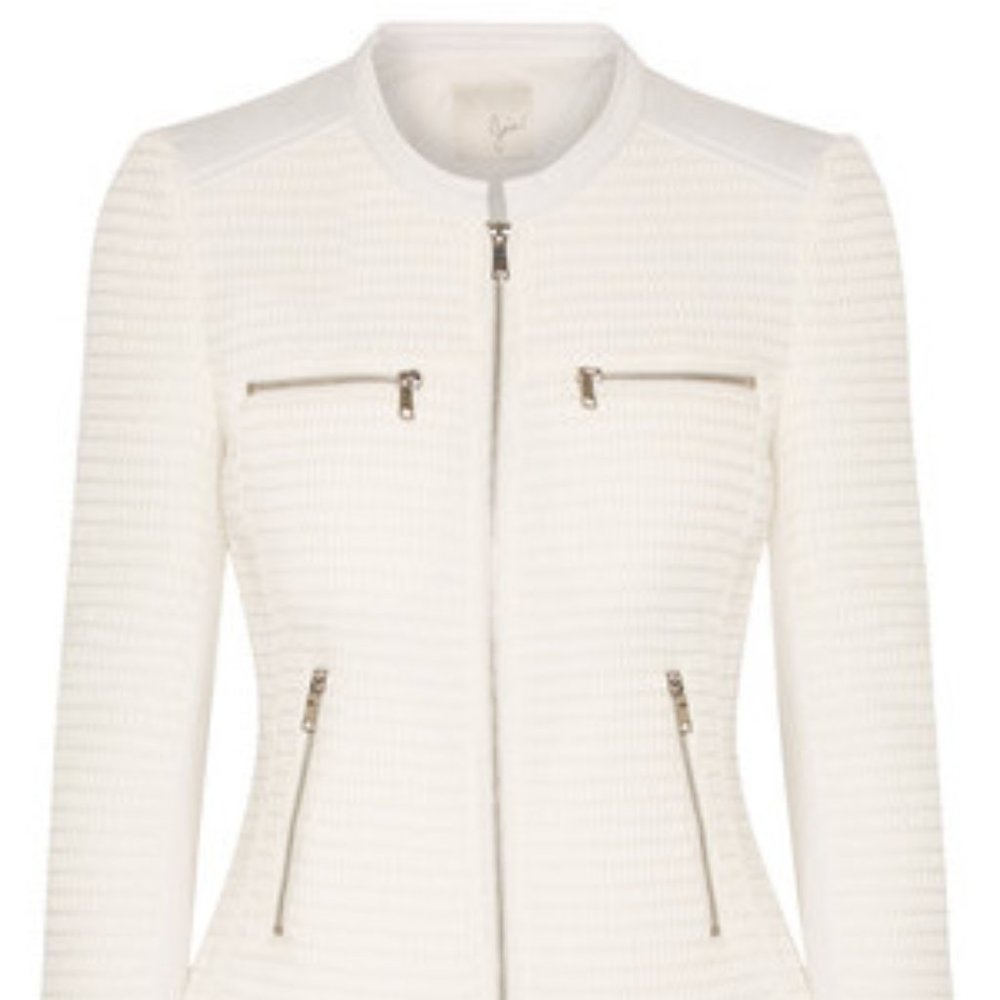 Joie Jenika Textured Cotton Blend And Woven Jacket White